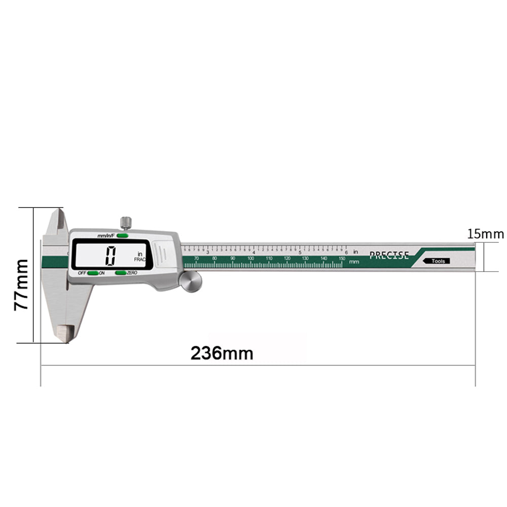 Paslanmaz ?elik Y¨¹ksek Hassasiyetli Elektronik LCD Dijital Ekranl? S¨¹rg¨¹l¨¹ Kumpas Vernier Cetvel 0-150mm ?l?¨¹m Aral??? ile