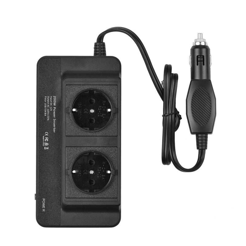 200W Araba Güç Çevirici AC 220V Dönüştürücü 2 AC Çıkışlı 4 USB Bağlantı Noktası Açma/Kapatma Anahtarı Güvenli Koruma Telefon Dizüstü Bilgisayar için Taşınabilir Araç Şarj Adaptörü Elektrik