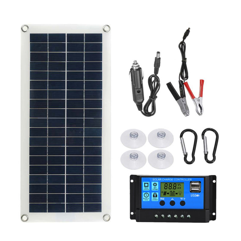 Taşınabilir Güneş Paneli 18V 20W Çift USB Şarj Portu + DC5521 Pil Kelepçesi Arayüzü