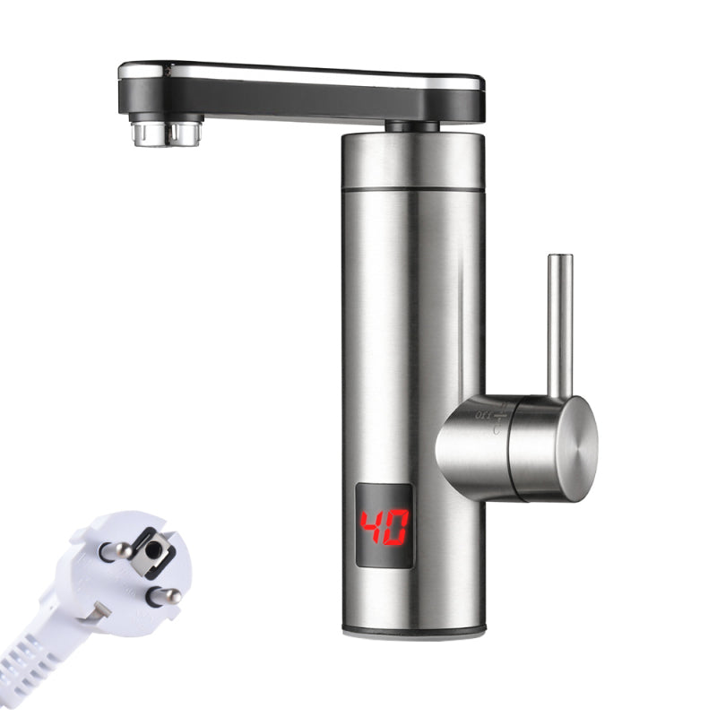 kajilai Elektrikli Anında Isıtıcı Musluğu 3300W Yüksek Verimli LED Dijital Sıcaklık Göstergesi Paslanmaz Çelik IPX4 360 Derece Dönebilen Tek Kol Soğuk ve Sıcak Hızlı Isıtma Mutfak Banyo için Tankless