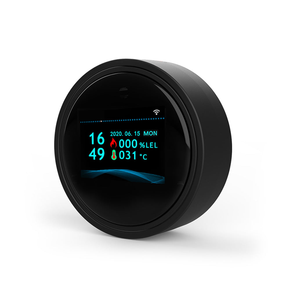 Gaz Kaçak Dedektörü WiFi Ev Gaz Alarmı Tuya APP Monitör Mini Gaz Dedektörü Ev Mutfak Banyo Depolar Renkli LCD Ekran Mutfak Doğal Propan Gaz Dedektörü