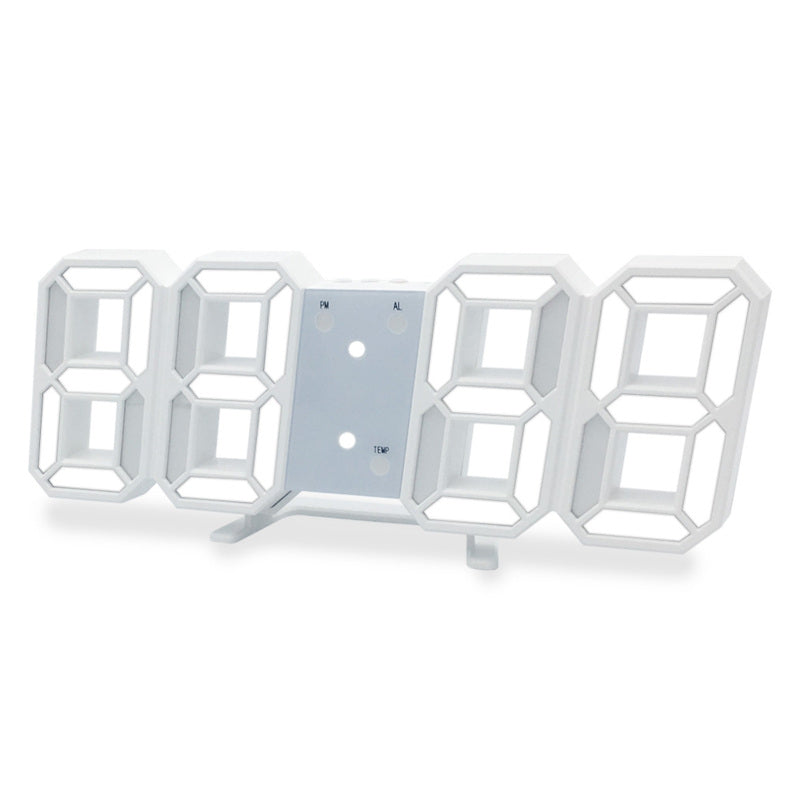 Digital Alarm Clock 3D LED Digital Wall Clock Time Date Temperature Display Brightness Adjustable