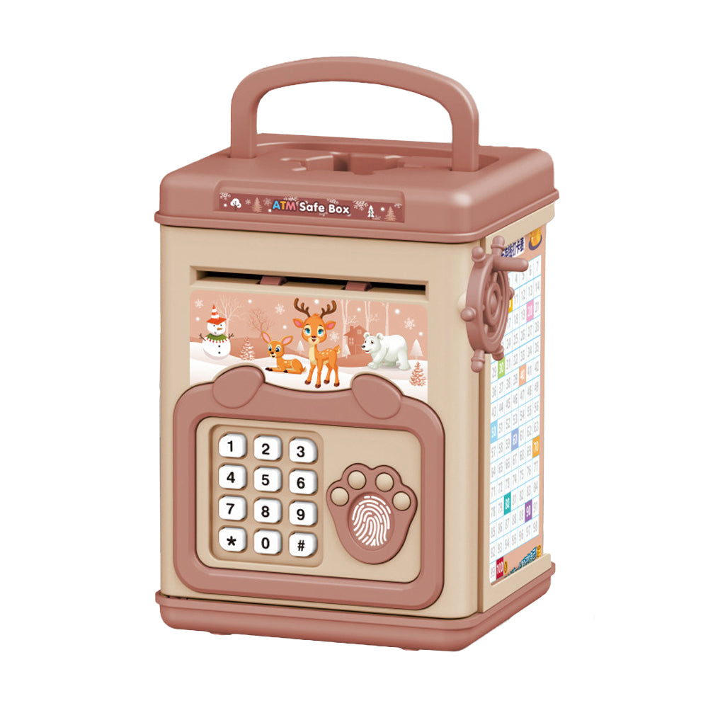 ATM Kids Piggy Bank for Boys Girls Password Code Lock Safe Coin Bank Money Saving Box Portable Battery Operated Real Money Box for Cash Gift with 100 Day Challenge Card