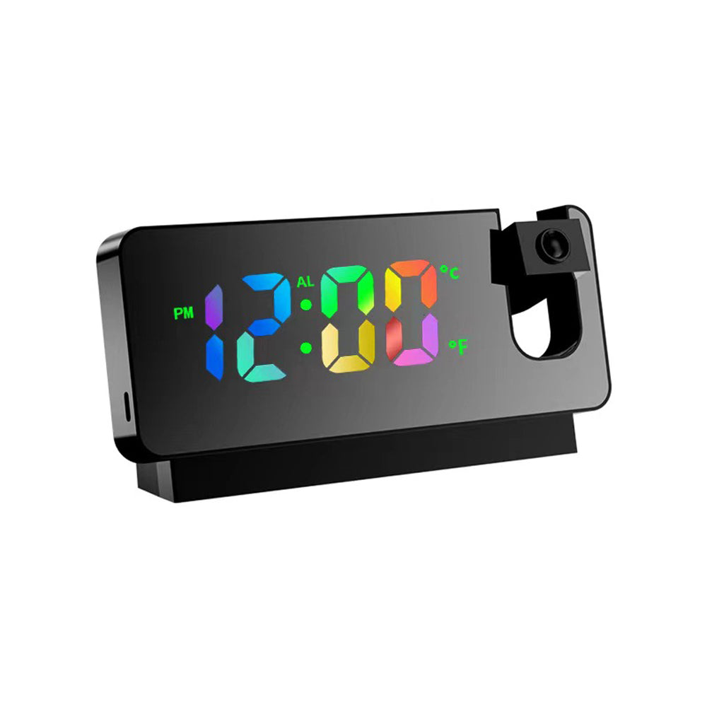 Projection Alarm Clock Digital Clock with 180¡ã Rotatable Projector Clear Colorful Large LED Display 12/24H Temperature Monitor Projector Clock for Bedroom Ceiling