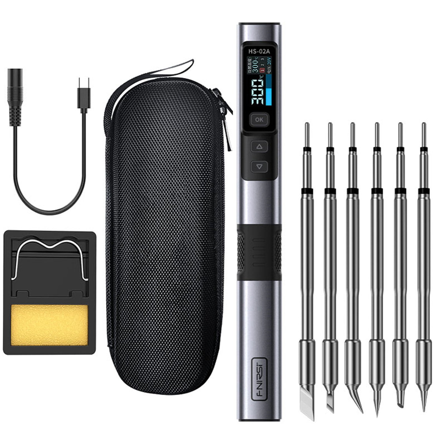 FNIRSI HS-02 intelligent soldering iron 100W portable thermostatic soldering station soldering pen home maintenance welding