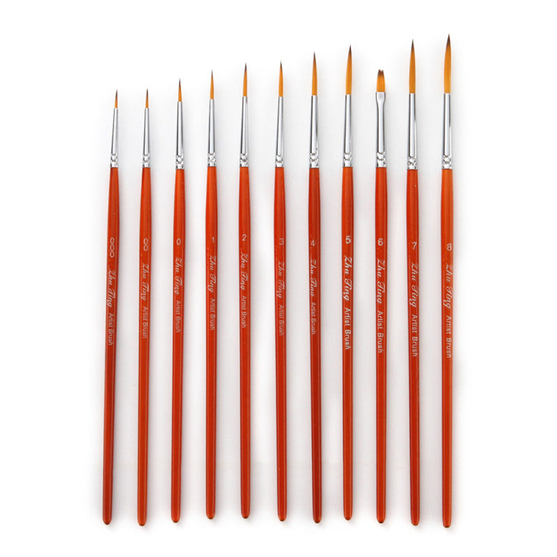 11pcs Draw Paint Brushes Kit Set Artist Paintbrush Nylon Hair Pointed Round Pen Detail Paint Brush for Artist Acrylic Aquarelle Watercolor Gouache Oil Painting for Great Art Drawing Supplies for Students Painter