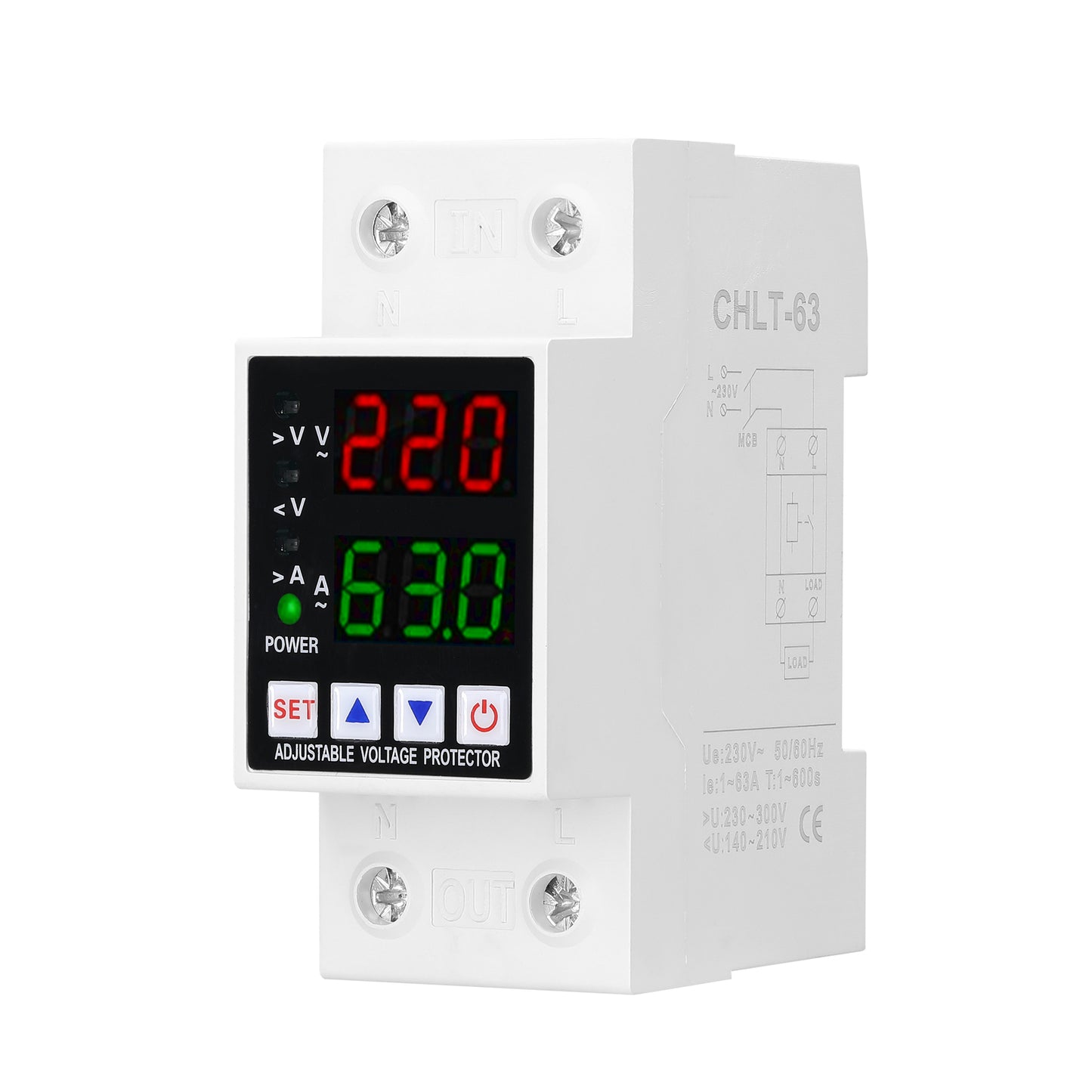?ift Ekran Ayarlanabilir Voltaj Koruyucusu Ak?ll? A??r? Voltaj D¨¹?¨¹k Voltaj A??r? Ak?m Koruma Cihaz? Ev R?lesi Kendini S?f?rlayan Voltaj Koruyucusu