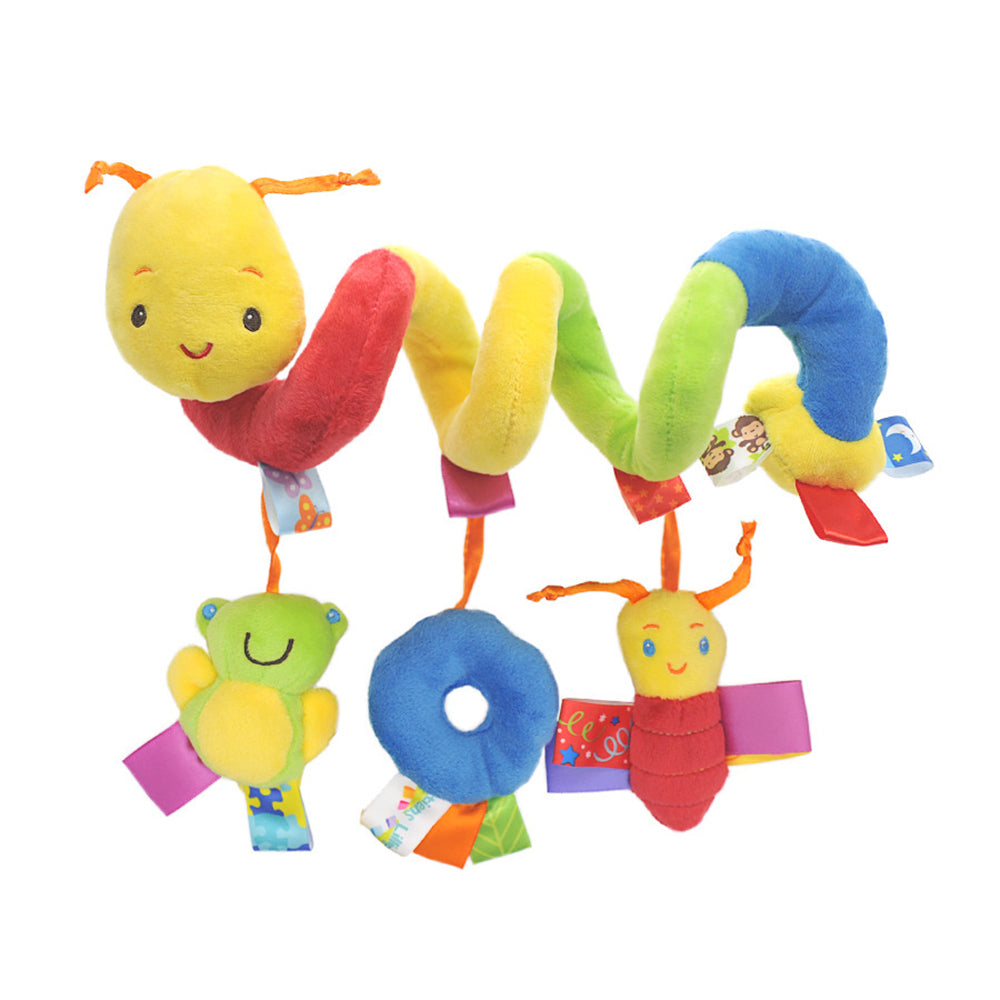Baby Crib Hanging Rattles Toys Cartoon Spiral Stroller Toy with Ringing Bell for Infants Babies Car Seat Toys Spiral Plush Toy for Girls Boys