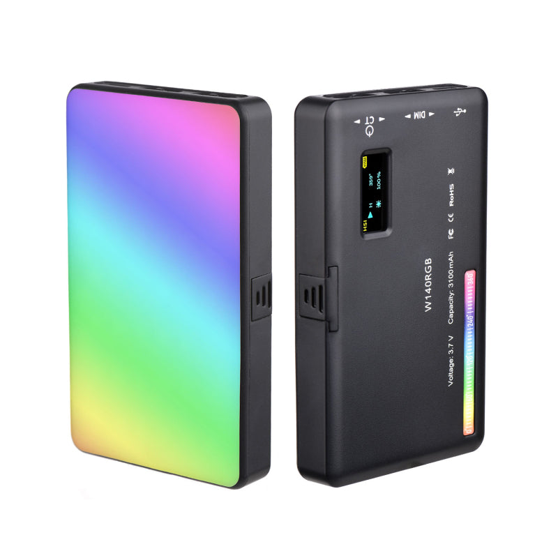 Mistaha W140 RGB LED Video Işığı Fotoğrafçılık Dolgu Işığı CRI95 2500K-9000K Kısılabilir 20 Aydınlatma Efektleri LCD Ekranlı Soğuk Ayakkabı Adaptörü Vlog Canlı Akış Video Konferansı