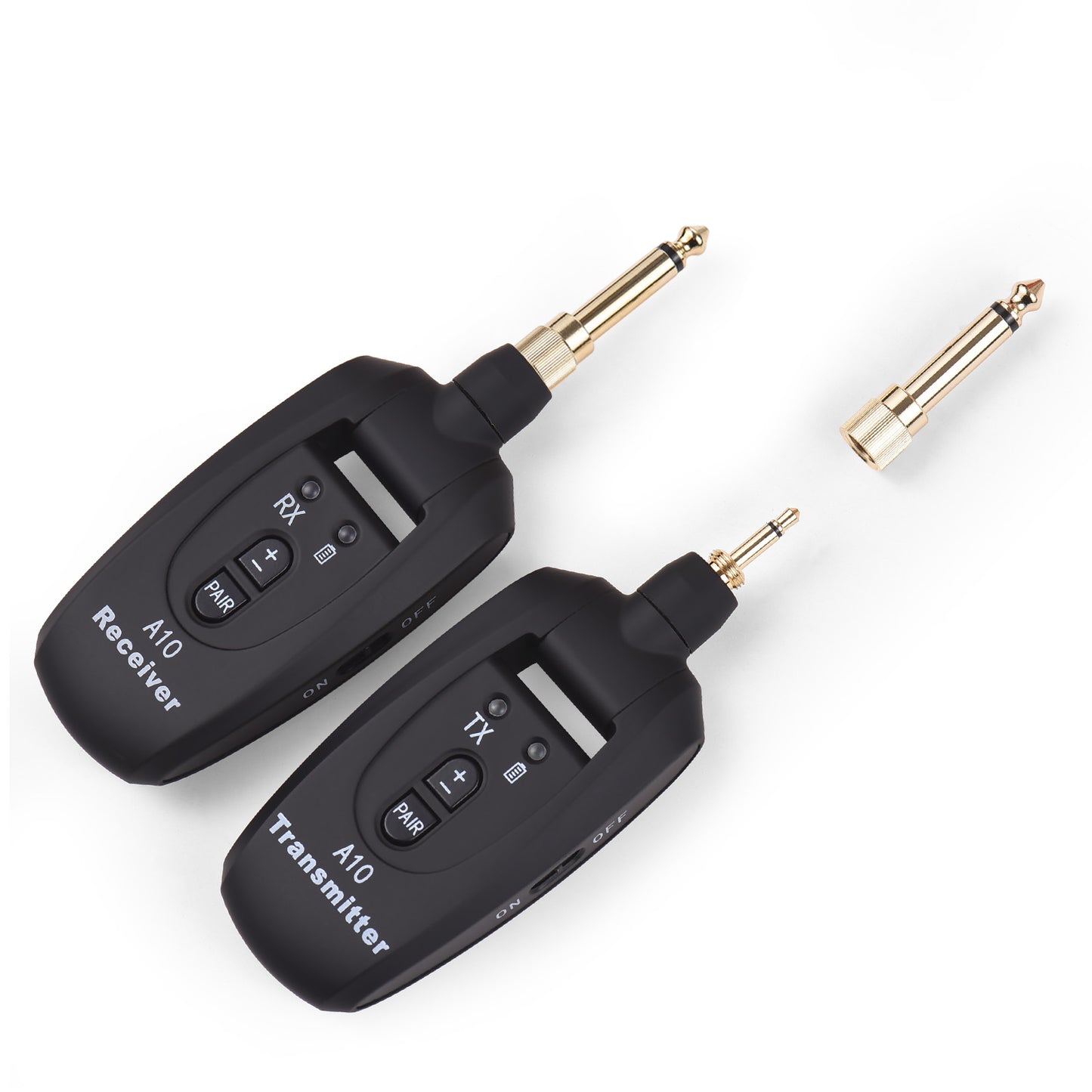 Wireless Guitar System Real-time Transmission 2.4G Ultra-low Latency Guitar Transmitter Receiver Set for Electric Guitar Bass Electric Wind Instruments Rechargeable 280 Degree Rotatable Plug with 2