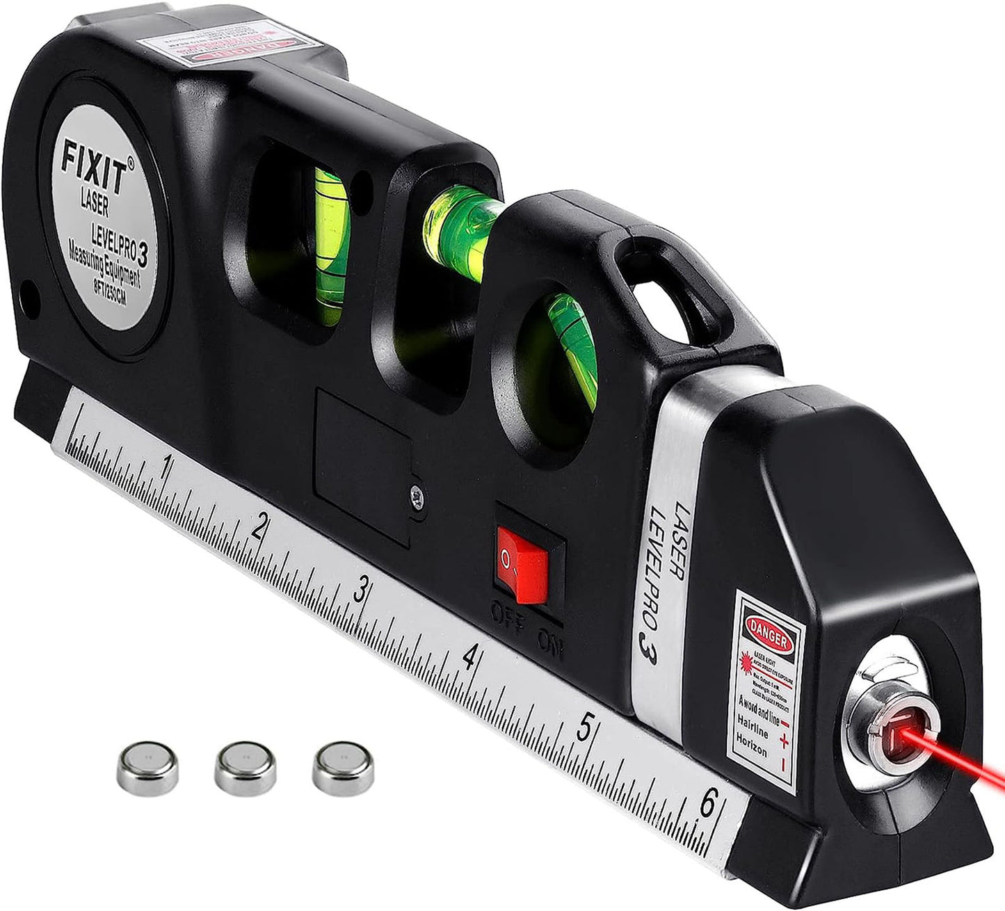 Lazer Seviyesi, ?ok Ama?l? ?apraz ?izgi Lazeri 8 feet ?l?¨¹m Band? Cetveli Manyetik Olmayan Resimleri Asmak ??in Ayarlanm?? Standart ve Metrik Cetveller