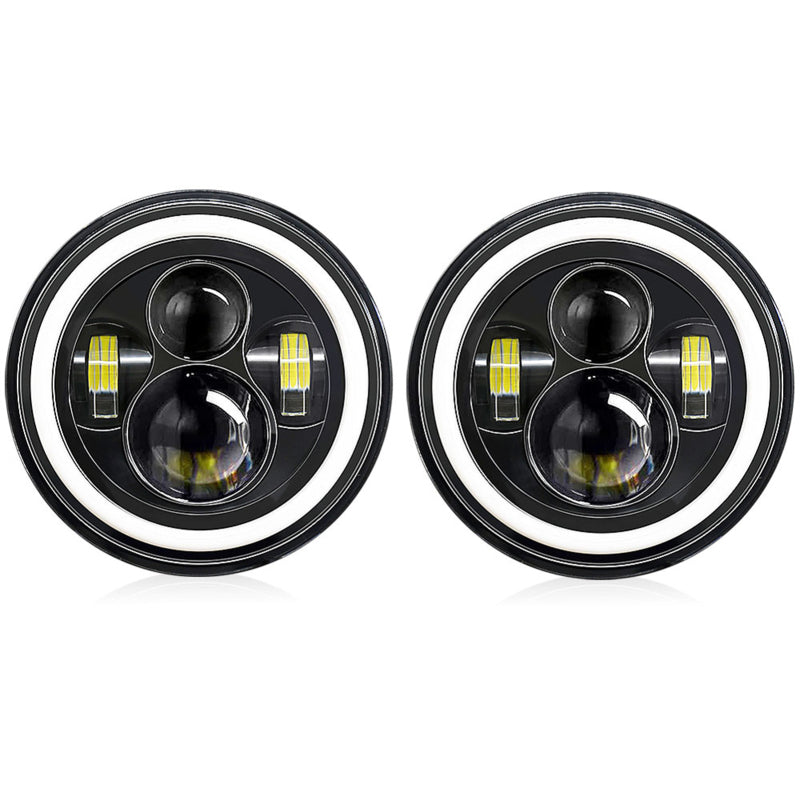 2Pcs 7 inch Car Motorcycle LED Headlight with DRL/Turn Signal/Low Beam/High Beam 7'' Round Headlight 6000K 140W IP67 Waterproof