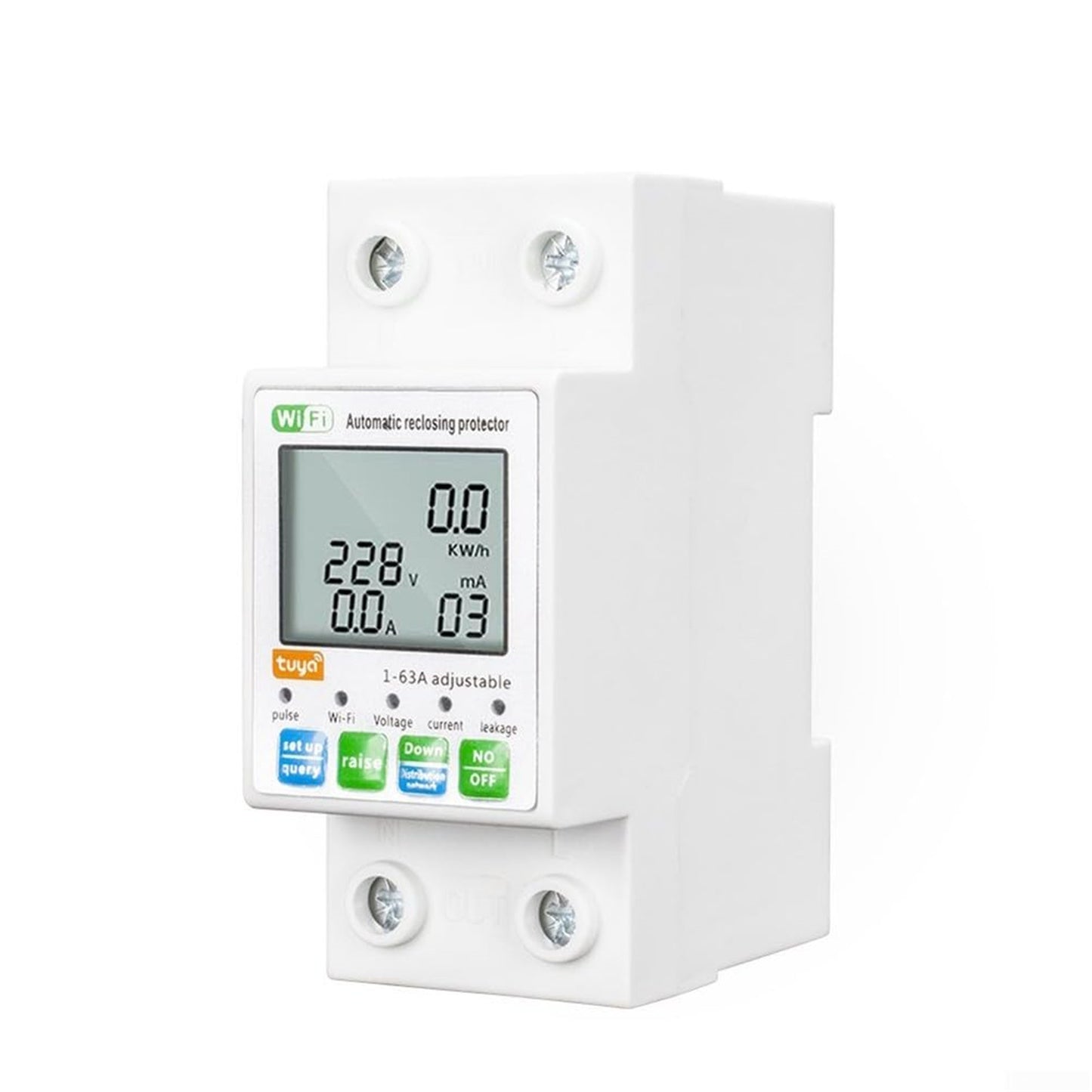 Tuya WiFi intelligent automatic reclosing protector switch current and voltage monitoring 1-63A, Overvoltage, Undervoltage, Overcurrent, And Leakage Protection£¬Display switch power£¬APP Remote control