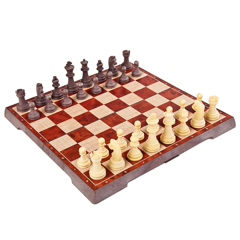 2-in-1 Magnetic Chess Set Folding Chess and Checkers Set Portable Chessboard Travel Games Draughts Set Entertainment Educational Toys