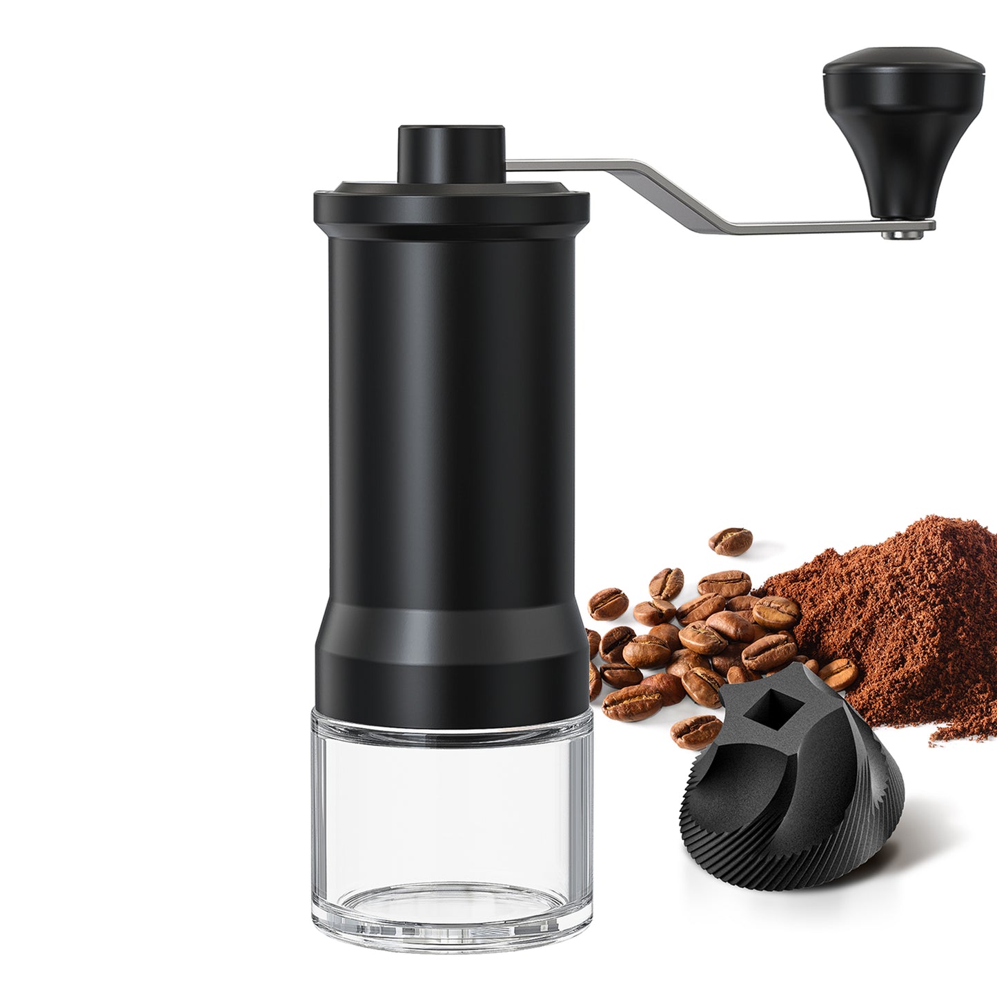 Manual Coffee Bean Grinder Capacity 25g with Ceramic Conical Burr 30 Coarseness Settings Portable Travel Espresso Coffee Hand Grinder with Hand Crank Cleaning Brush