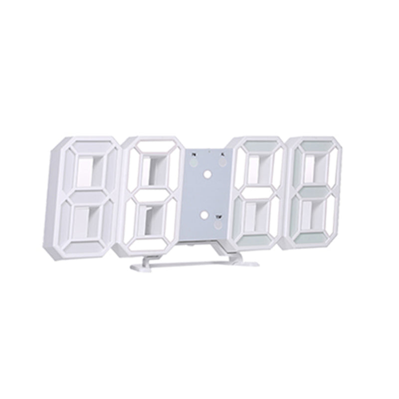 Mistaha 3D LED Dijital Saat Elektronik Masa Saati Çalar Saat Duvar Parlayan Asılı Saatler Beyaz Kabuk Beyaz Ekran