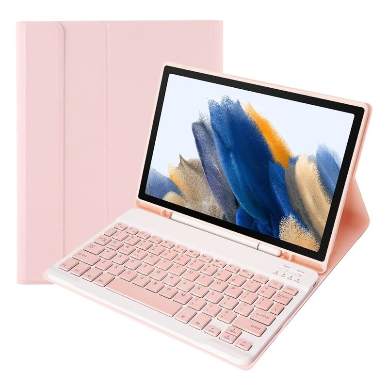 Tignapoo BT Klavye Kalem Yuvası ile Taşınabilir Ayrılabilir Tablet Koruyucu Kılıf Samsung Tab S6 Lite 10.4/P610/P615 Pembe ile Uyumlu