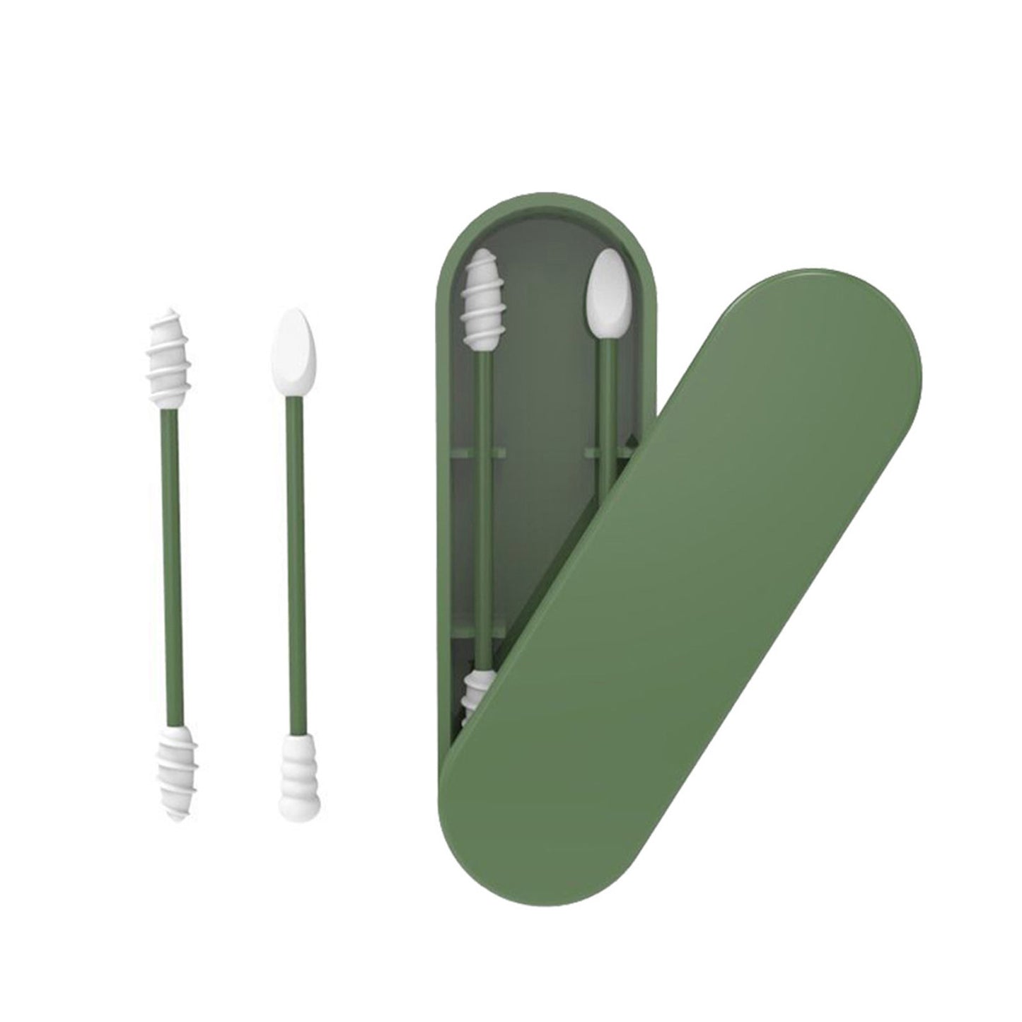 Silikon Pamuklu ?ubuklar Yeniden Kullan?labilir Ta??nabilir ve Temizlenebilir Kulak Q-ucu Kaba S¨¹rt¨¹nme Pamuklu ?ubuklar Kulak Temizleme Makyaj? i?in 2 Adet