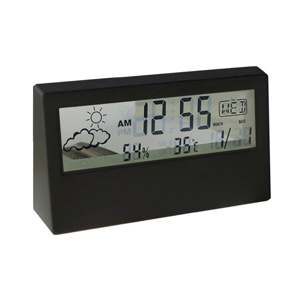 Digital Alarm Clock Transparent Desk Clock with Date, Temperature, Humidity, Small Table Clock with Snooze for Bedroom, Office