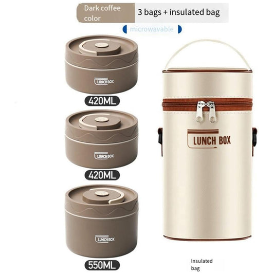 Lucaser Sıcak Öğle Yemeği Kutusu, Paslanmaz Çelik Termal Öğle Yemeği Konteyneri, Taşınabilir Termal Bento Kutu, Yiyecek Konteyneri, Kahverengi B