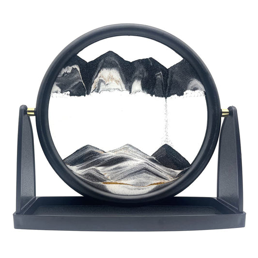 Mistaha Hareketli Kum Sanat Resim Okyanus Dekor, 3D Derin Deniz Kum Manzarası Sıvı Hareket, Yuvarlak Cam Çerçeve Ekran Akan Kum Çocuklar için Rahatlatıcı Hediye Yetişkinler Ev Ofis Çalışması Masaüstü