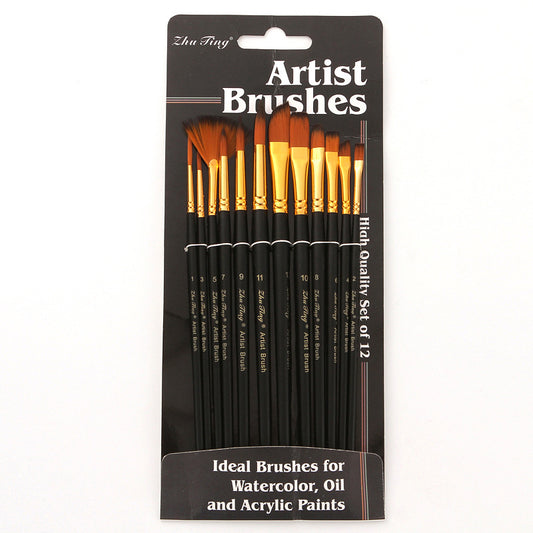 Acrylic paint brush set, 12 nylon brushes for acrylic painting and watercolor painting, professional kits for all purpose artists