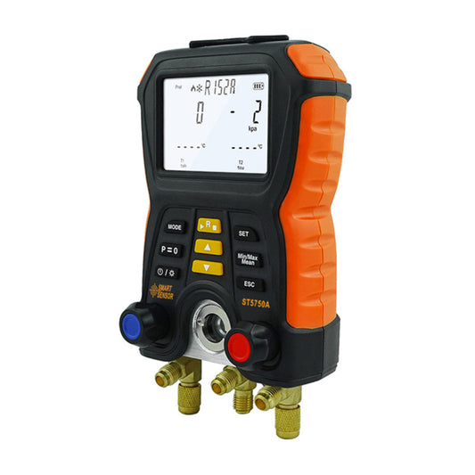 kajilai AKILLI SENSÖR ST5750A Elektronik Manifold Ölçer Soğutma Sistemi Dijital Manifold Göstergesi 83 Çeşit için Basınç Kaçak Tespiti, Klima Buzdolabı için Test Klipsi ile
