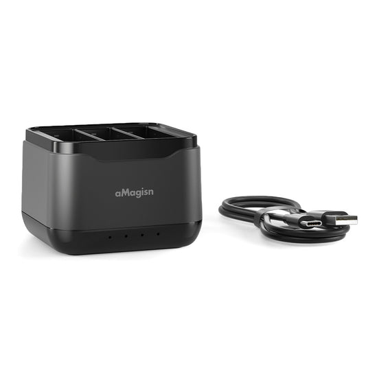 kajilai AA10 3 yuvalı Pil Şarj Cihazı Tip-C TF Kart Yuvaları ile Hızlı Şarj Kutusu DJI OSMO Action 4/3 Piller için Spor Kamera Aksesuarı Değiştirme