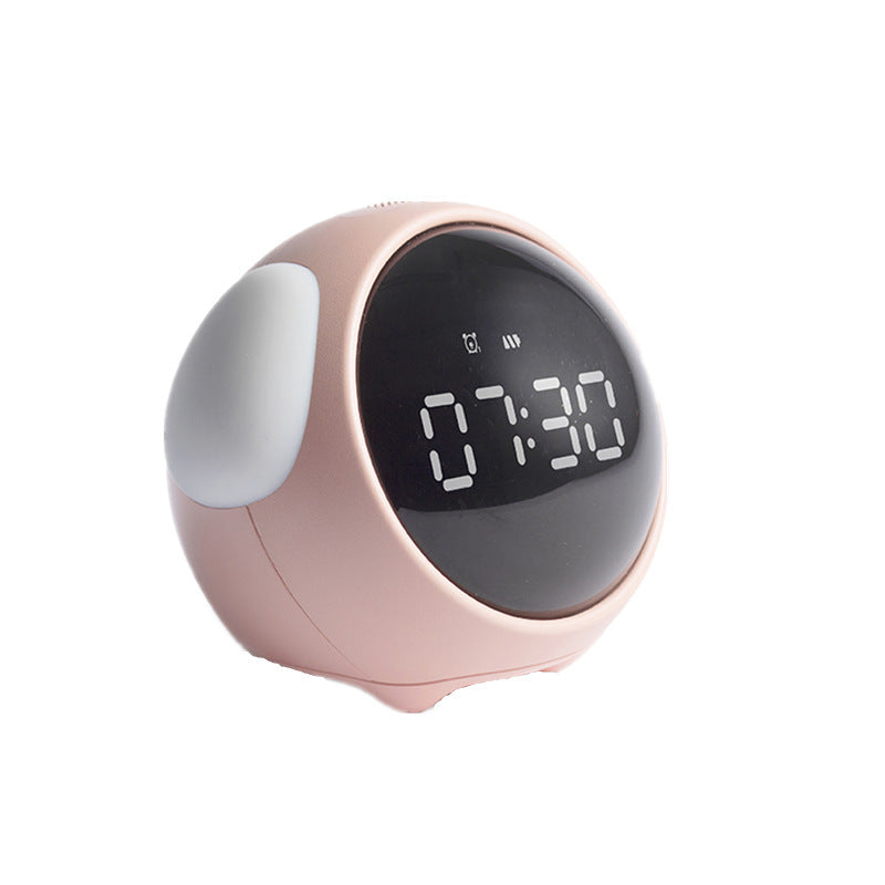 Creative expression pixel alarm clock student bedside LED smart alarm clock luminous electronic digital alarm clock Pink Emoji