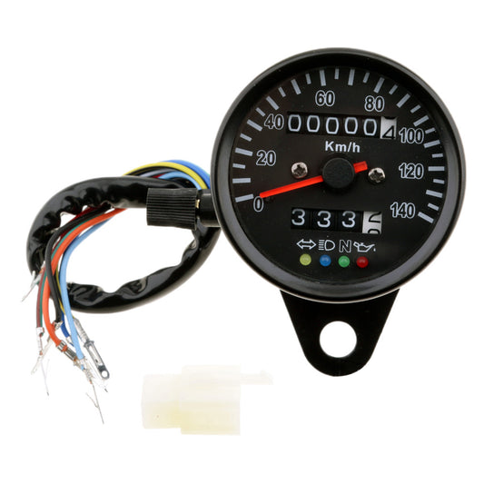 Cafe Racer Retro Özel Motosiklet Mekanik Hız Göstergesi LED Göstergeli Kilometre Sayacı 140km/h