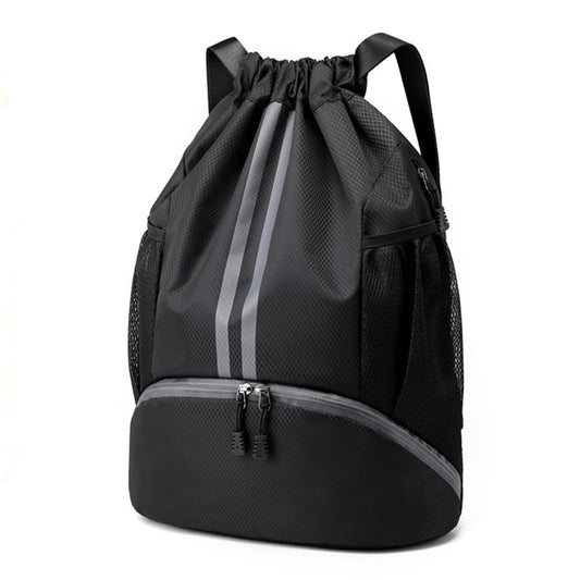 Drawstring Backpack Sports Gym Sackpack with Side Mesh Pockets Shoe Compartment Water Resistant String Bag for Women Men