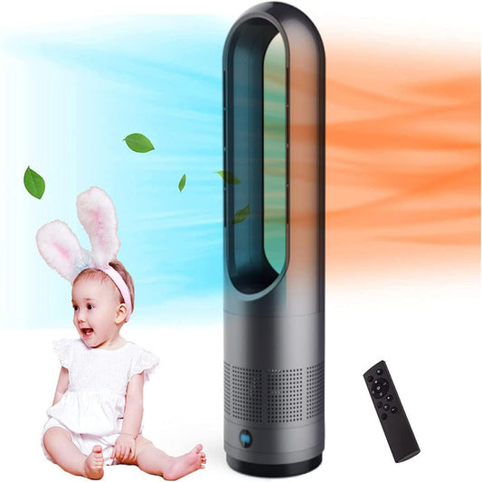 kajilai Kanatsız kule ısıtma fanı, 10 vitesli hava temizleyici, yatak odası hava çarpanlı soğutucu, 6 m uzaktan kumanda, 8 vitesli rüzgar hissi ve 8 saatlik zamanlayıcı