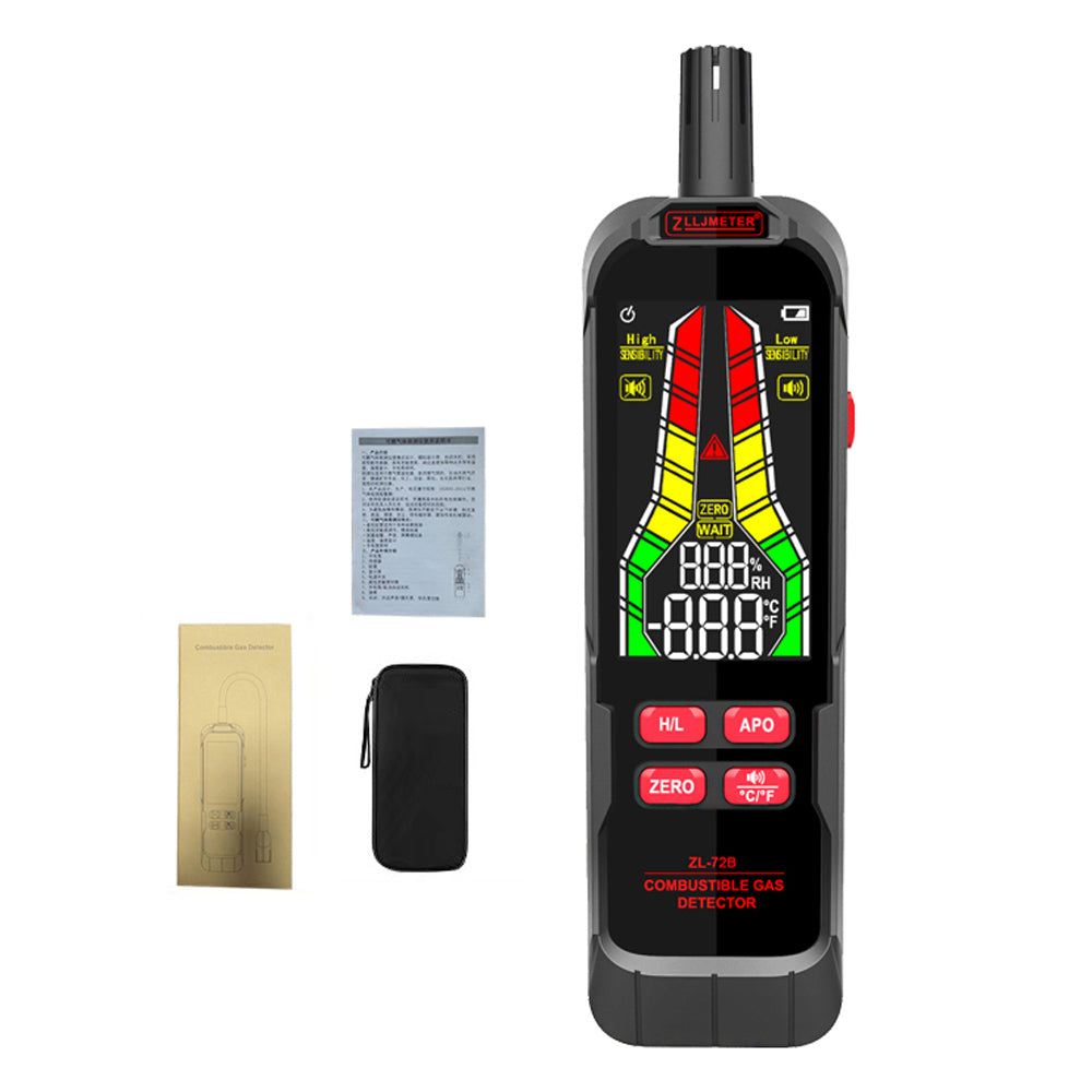 Handheld Combustible Gases Leak Detector Natural Gases Leakage Tester Portable Combustible Gases Concentration Analyzer Meter with Sound Light Alarm Function