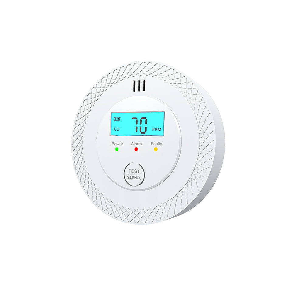 Carbon Monoxide Detector Battery-Operated Digital CO Alarm with Backlit LCD Display and LED Indicators for Home Kitchen Bathroom Warehouse
