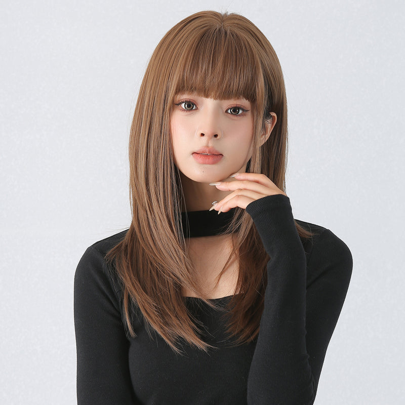 kosingna Kadın Moda Peruk Omuz uzunluğunda Düz Peruk, İçe Katmanlı Patlama Trendy Bayan Saç Perukları, Saç Fileli Kadınlar için Parti Günlük Kullanım