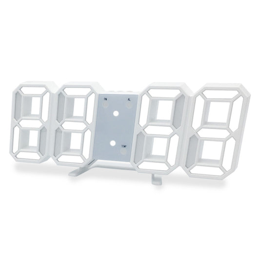 Digital Alarm Clock 3D LED Digital Wall Clock Time Date Temperature Display Brightness Adjustable