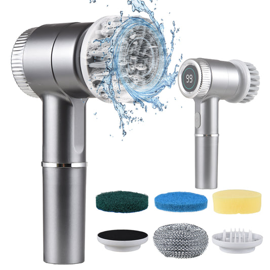 Elektrikli Temizleme F?r?as? Seti Ta??nabilir Kablosuz Elektrikli S?kma F?r?as? Su Ge?irmez 3 H?z Dijital Ekranl? El F?r?as? 5 F?r?a Ba?l??? ile Duvar / Zemin / Fayans / Mutfak / Ayakkab? i?in ?deal