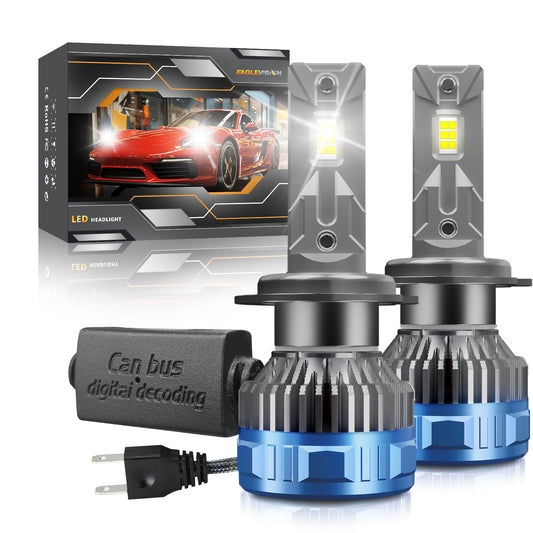 H7 Car LED Headlight Bulb, 60W 60000LM 6000K LED Headlight Conversion Kit, 12000rmp Speed Cooling Super Bright Waterproof High and Low Beam Bulb, 2 Pack