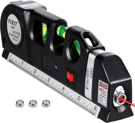 Lazer Seviyesi, ?ok Ama?l? ?apraz ?izgi Lazeri 8 feet ?l?¨¹m Band? Cetveli Manyetik Olmayan Resimleri Asmak ??in Ayarlanm?? Standart ve Metrik Cetveller