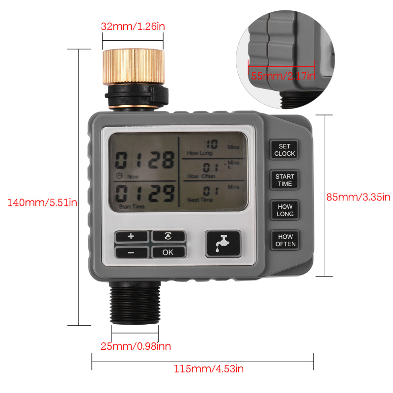 Sprinkler Timer Digital Hose End Irrigation Timer Programmable Outdoor Manual / Automatic Watering System for Gardens Balconies Courtyards Lawns