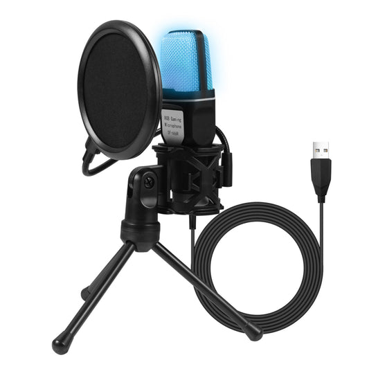 Classic net red condenser wheat RGB seven-color luminous microphone with shockproof USB computer video game microphone
