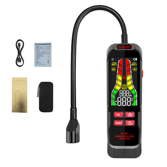 Handheld Combustible Gases Leak Detector Natural Gases Leakage Tester Portable Combustible Gases Concentration Analyzer Meter with Temperature Test and Sound Light Alarm Function