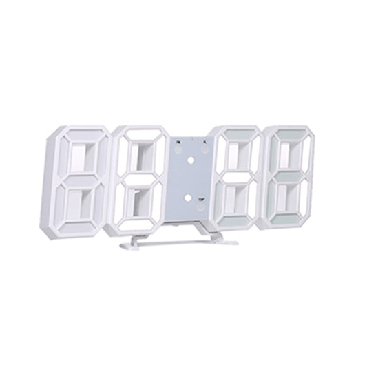 Mistaha 3D LED Dijital Saat Elektronik Masa Saati Çalar Saat Duvar Parlayan Asılı Saatler Beyaz Kabuk Beyaz Ekran