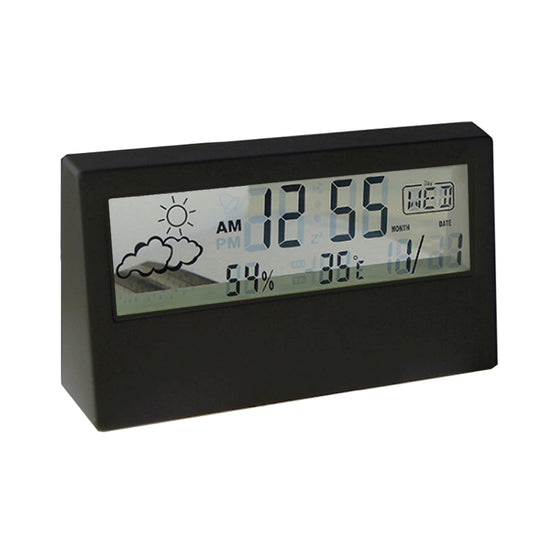 Digital Alarm Clock Transparent Desk Clock with Date, Temperature, Humidity, Small Table Clock with Snooze for Bedroom, Office