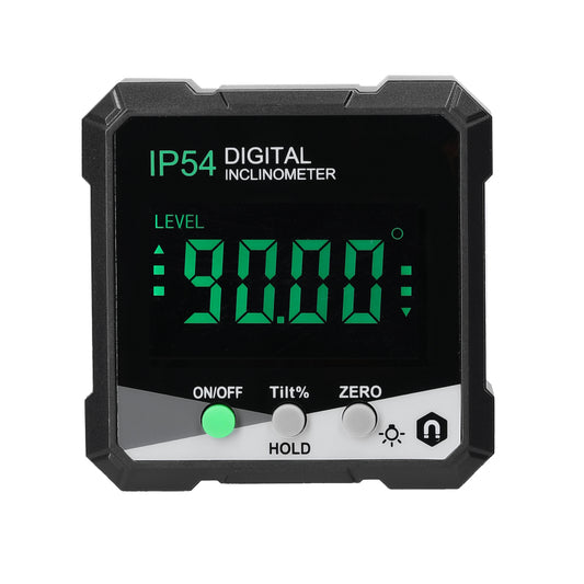 IP54 4*90¡ã Portable Digital Inclinometer LCD Backlight Digital Protractor Slope Meter Digital Angle Ruler Single-side Magnetics Multifunctional Protractor Absolute Relative Mesuring Mode Data Hold